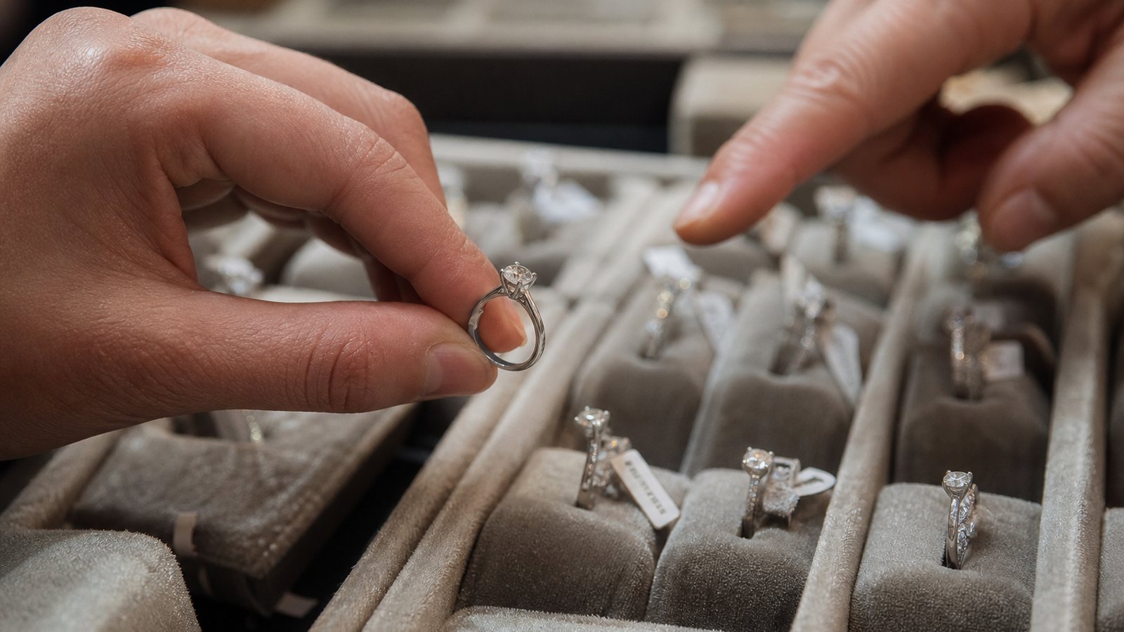 Bague de fiançailles en diamant sur mesure présentée avec son certificat et son devis détaillé